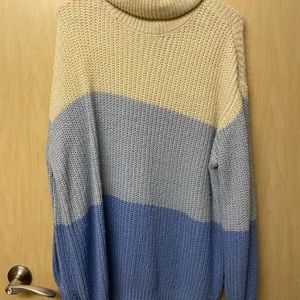 Blue and white oversized sweater